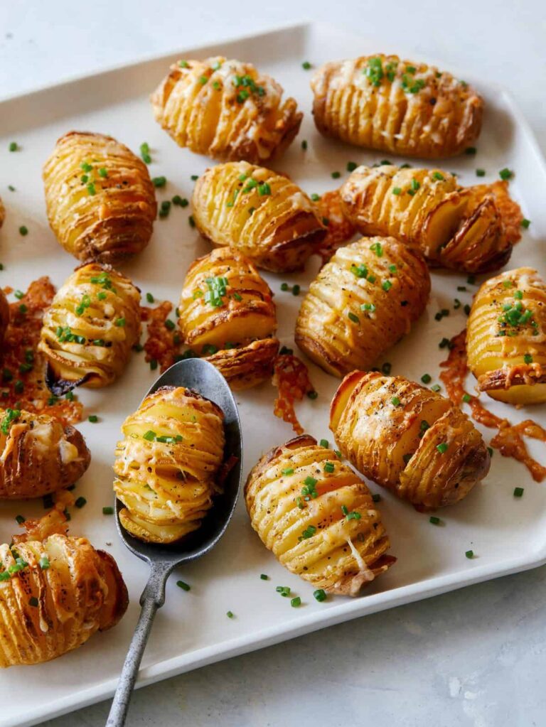 Mini Hasselback Potatoes Spoon Fork Bacon