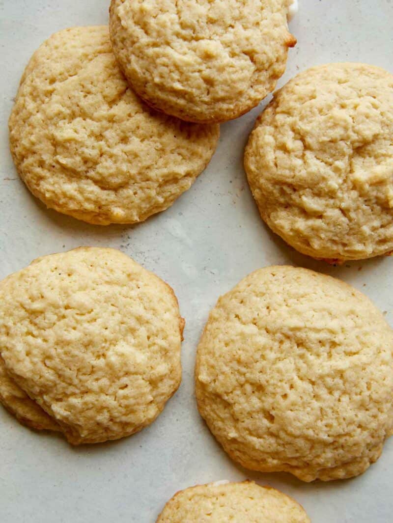 A close up of unfrosted cookies.