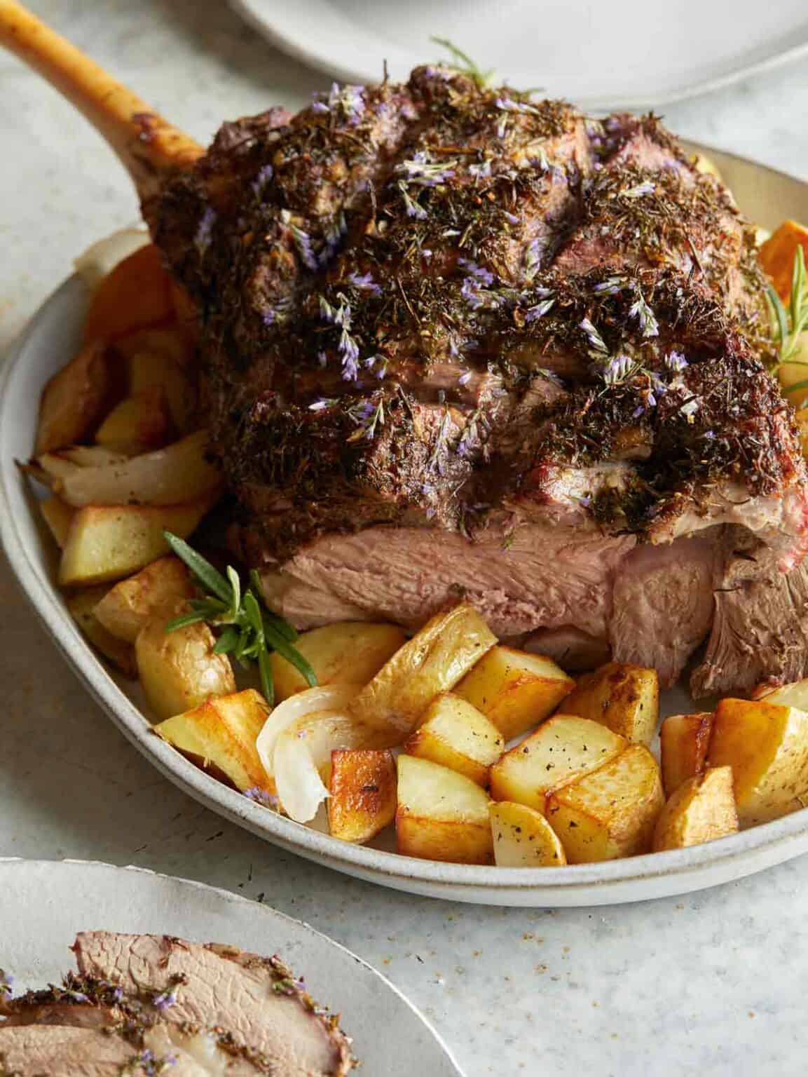 Roasted Rack of Lamb & Rhubarb Sour Cherry Gastrique