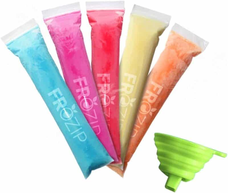Variety of frozen ice pops to showcase disposable popsicle sleeves and funnel.