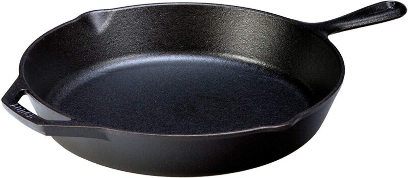 A close up of a skillet.