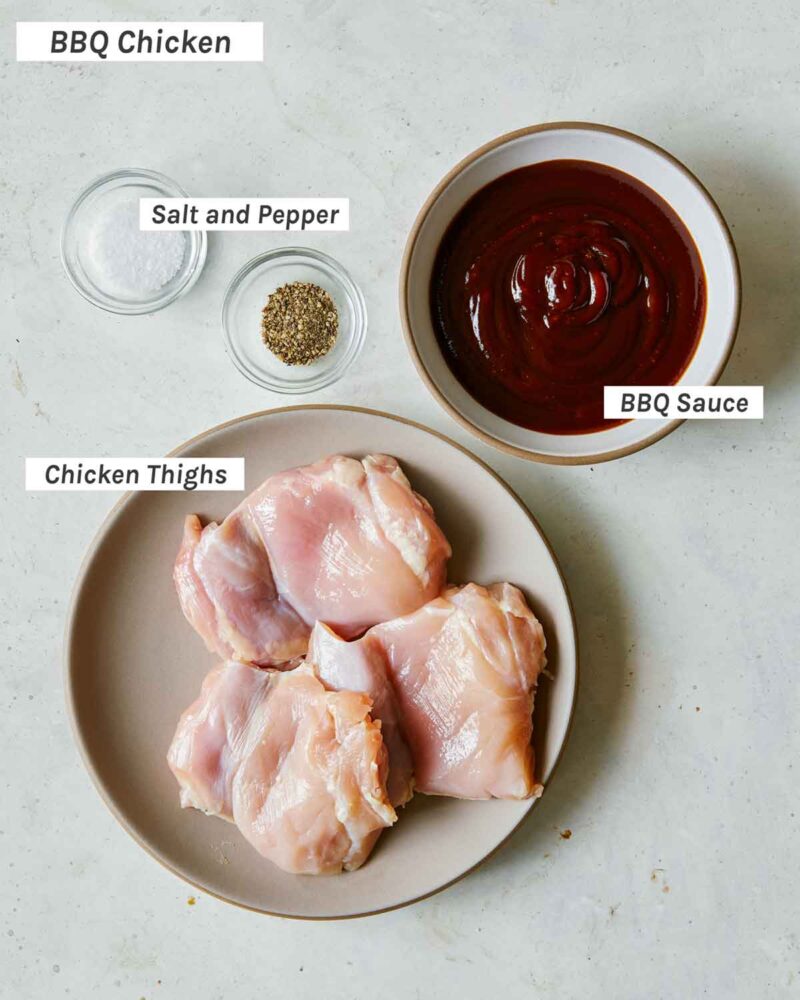 BBQ Chicken ingredients overhead.
