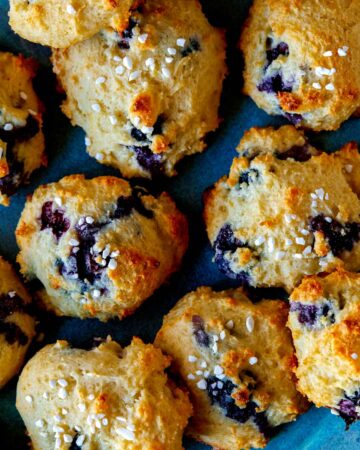 A close up of blueberry yogurt cookies.