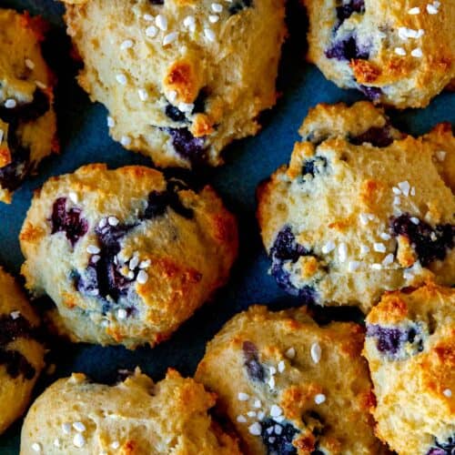 A close up of blueberry yogurt cookies.