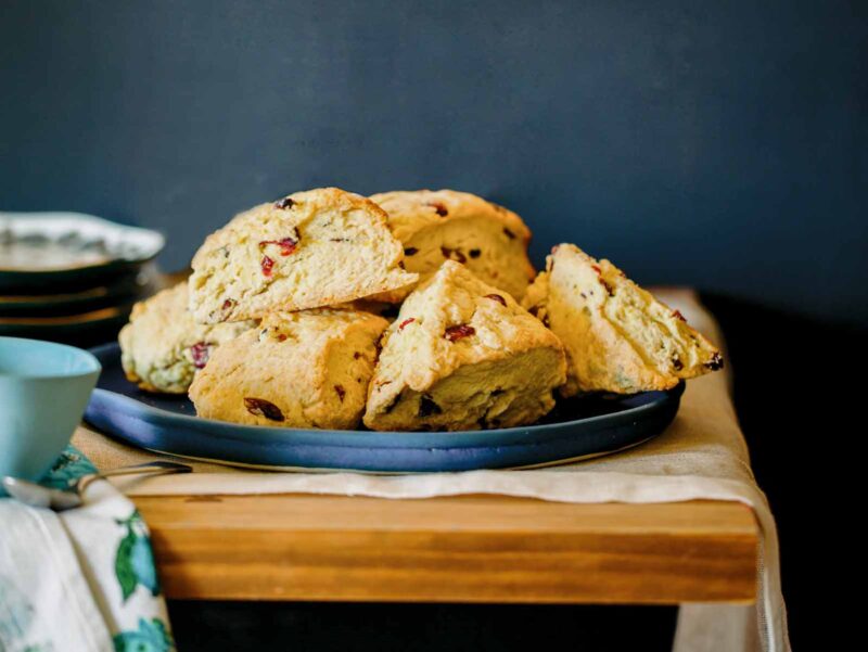 Cranberry Orange Scones on a table being served for brunch. 