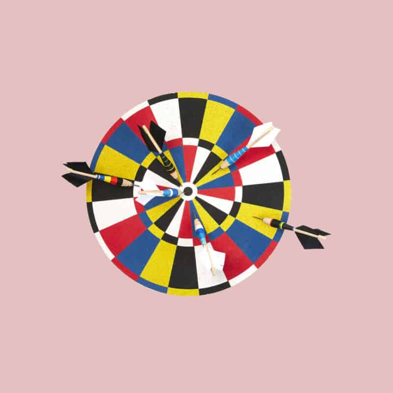 A uniquely colored dart board and dart set for Fathers Day.