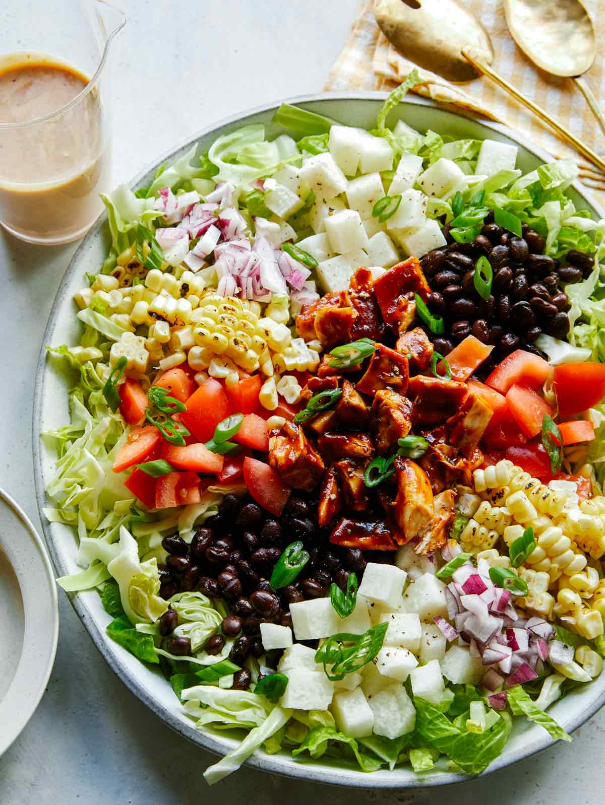 Loaded BBQ chicken recipe in a bowl ready to be served. 