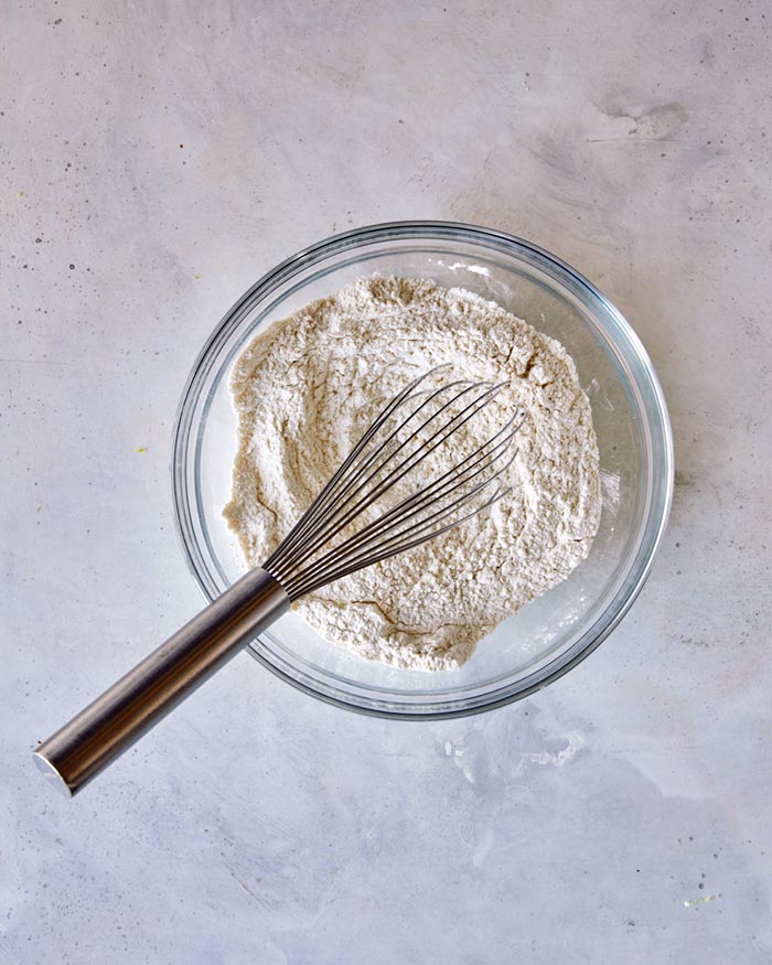 The start of making a batter for yogurt cookies. 