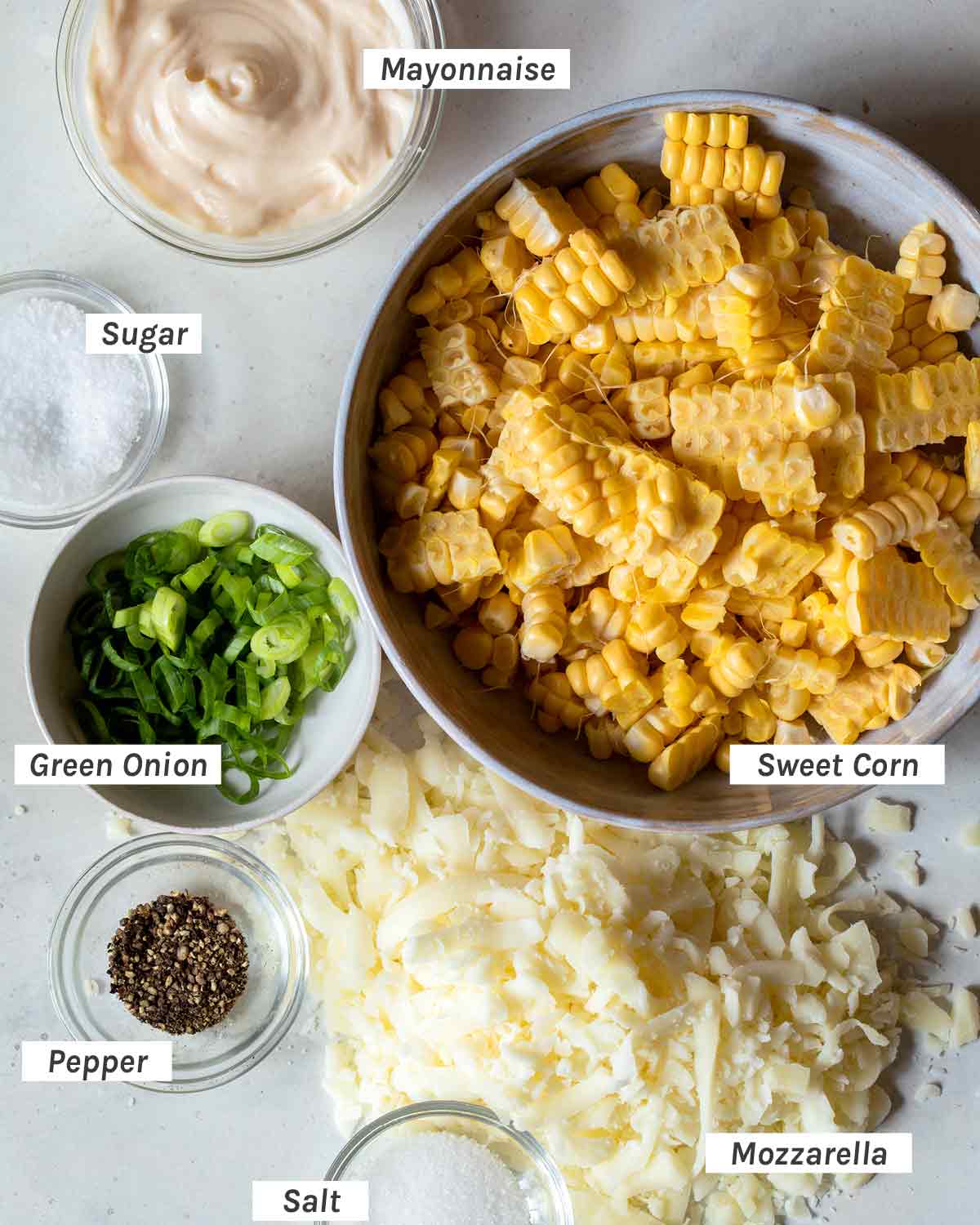 Ingredients for Korean cheese corn.