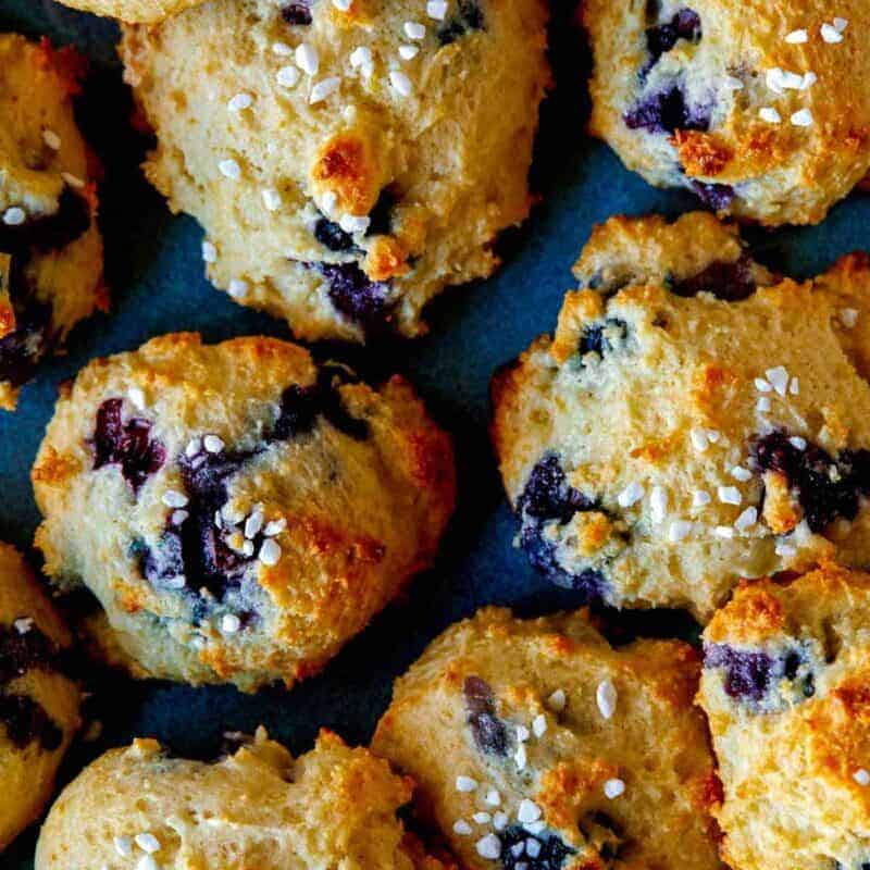 Blueberry Yogurt Cookies close up freshly baked.