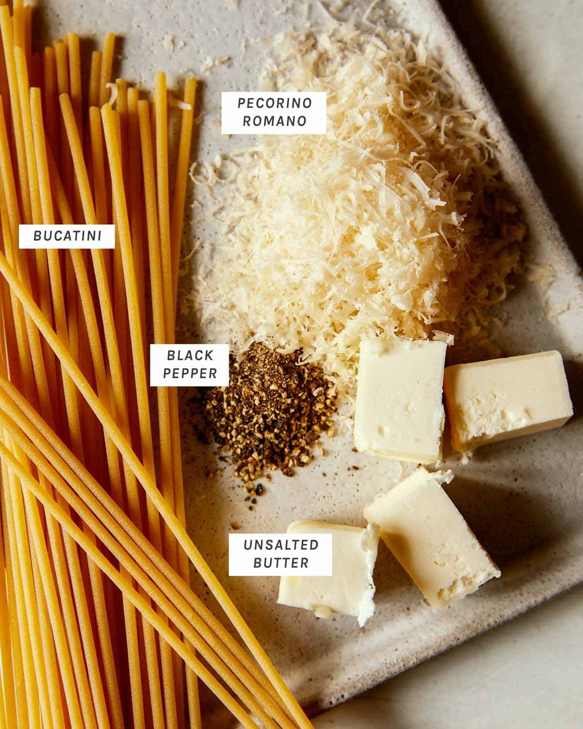 Ingredients for cacio e pepe.