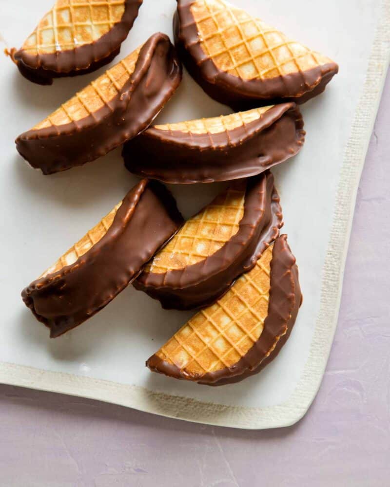 Mini Choco Tacos on a platter finished. 