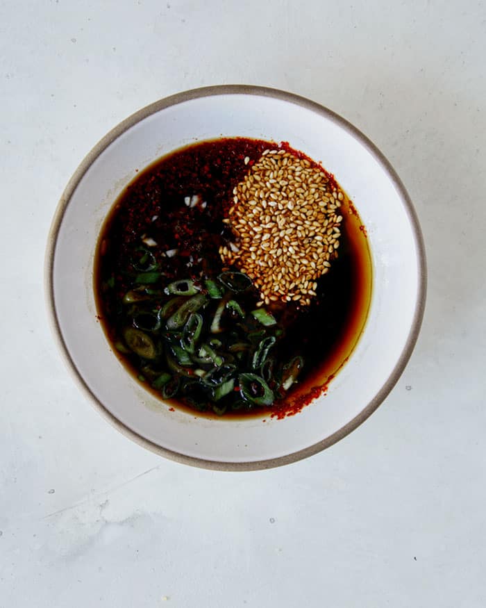 Potsticker dipping sauce ingredients.