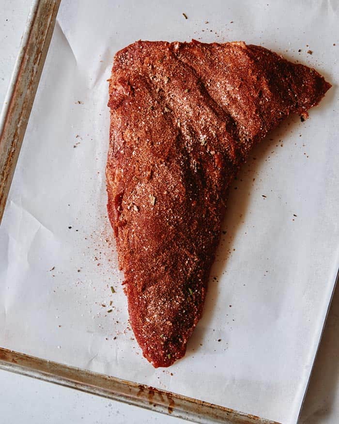 Dry rub seasoning rubbed all over your tri tip sandwich.