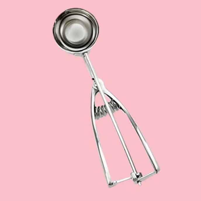 Three tablespoon stainless steel scoop. 