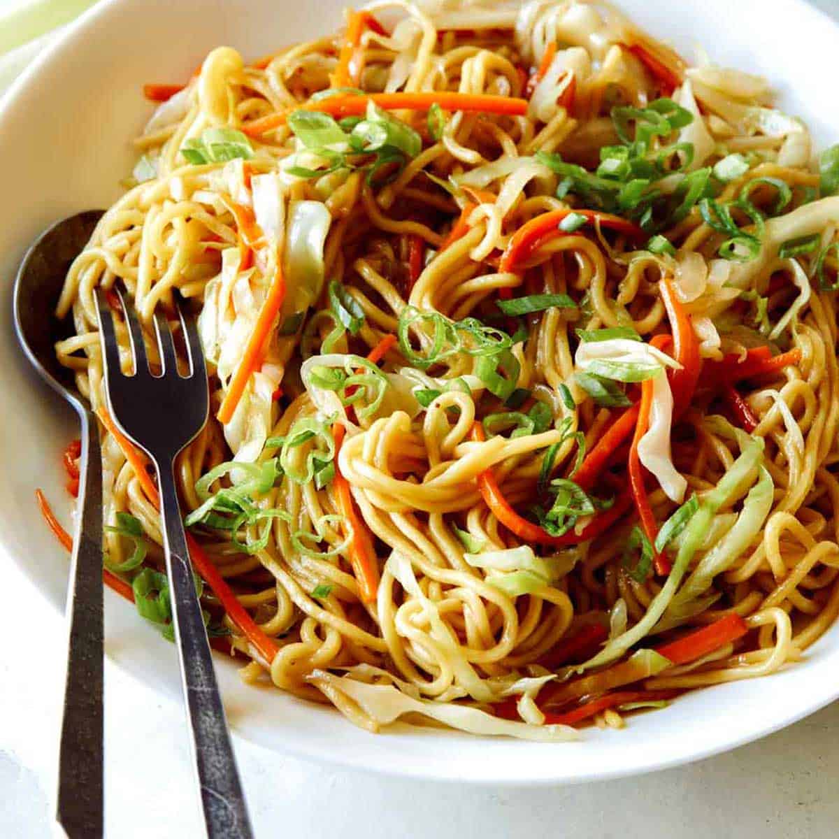 Chow Mein Recipe Spoon Fork Bacon