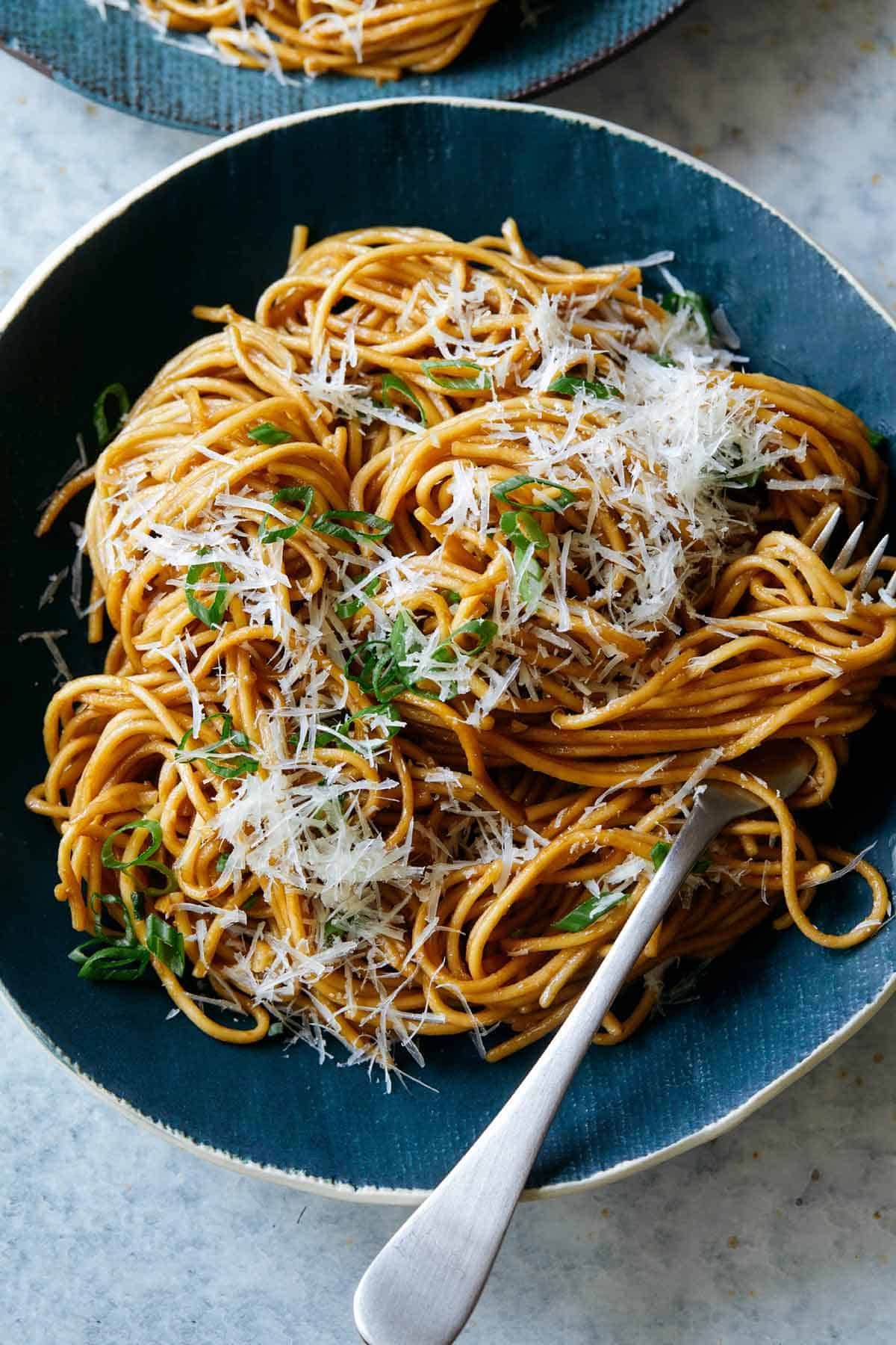 Garlic Noodles Spoon Fork Bacon