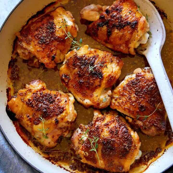 Oven Baked Chicken Thighs Spoon Fork Bacon