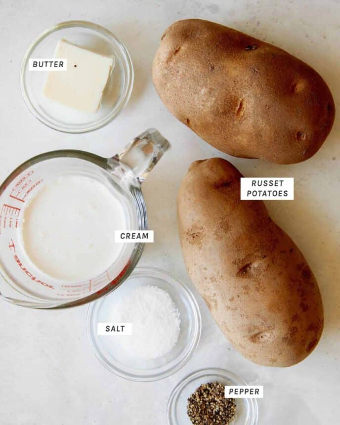 Ingredients for Mashed Potatoes to go with Swedish Meatballs all layed out. 