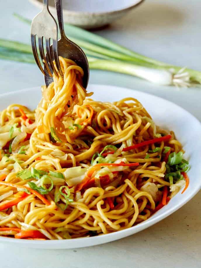 Chow Mein Recipe Spoon Fork Bacon