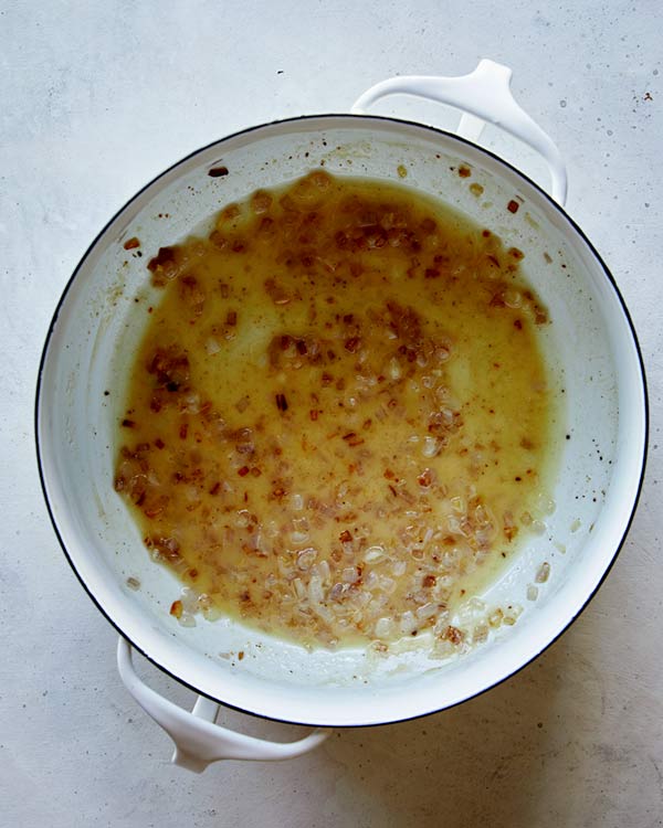 Shallots and butter sautéd with some flour.