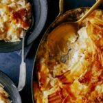 A close up on a Cheesy Potato Casserole.