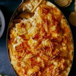 A close up on a Cheesy Potato Casserole.