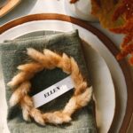 Mini Wreath Place cards DIY on a plate for a special occasion.