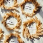 Mini Wreath Place Cards laid out on a surface.