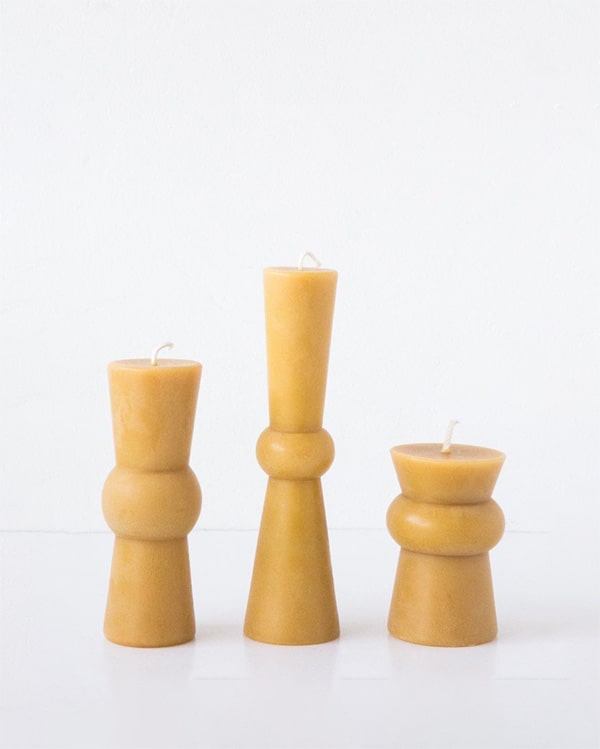 Pillar candles on a white background. 