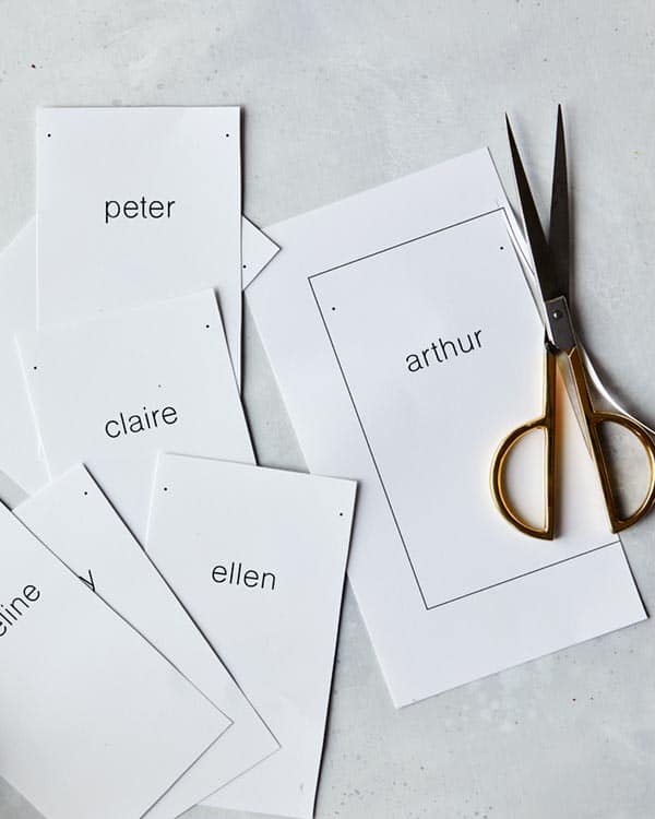 Rosemary Sprig Place Cards trimmed into rectangles.