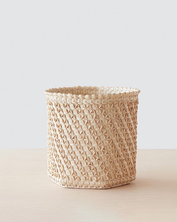 A handwoven basket. 