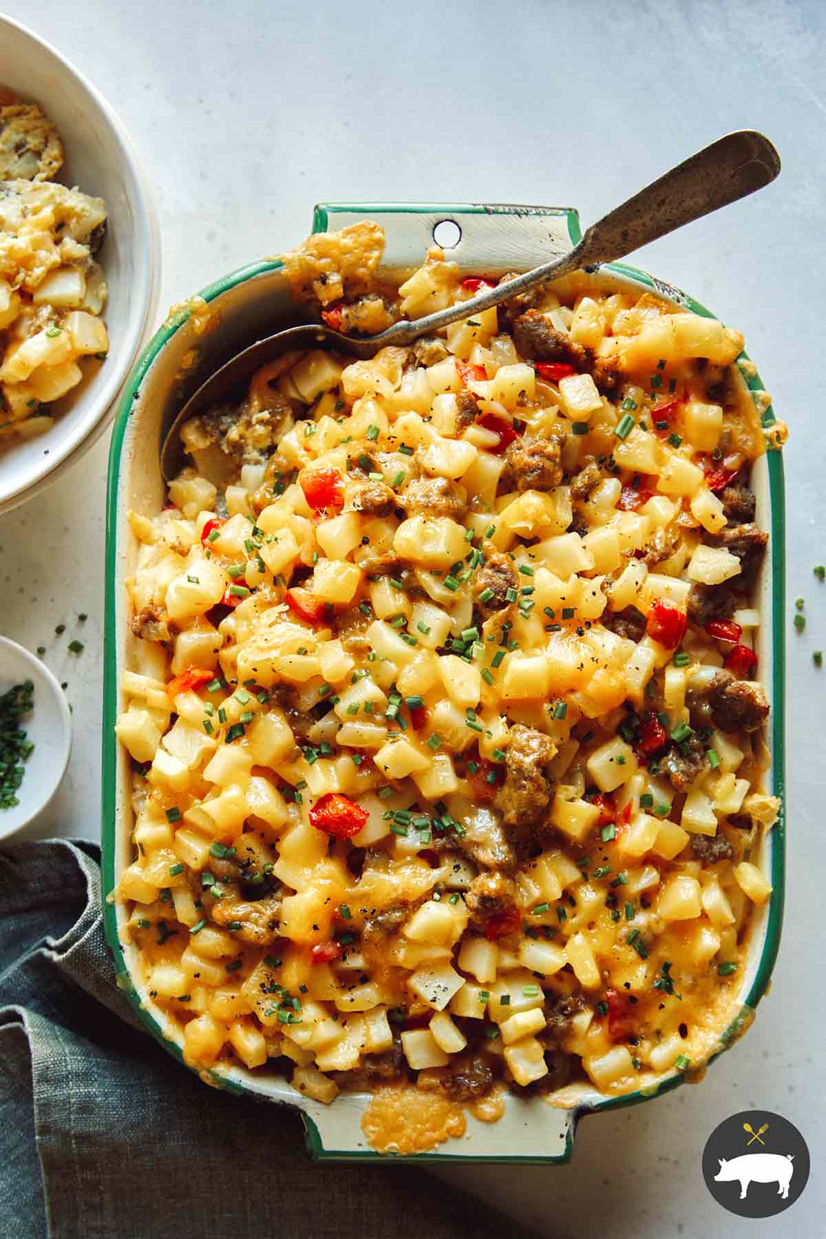 Breakfast Casserole Recipe Spoon Fork Bacon