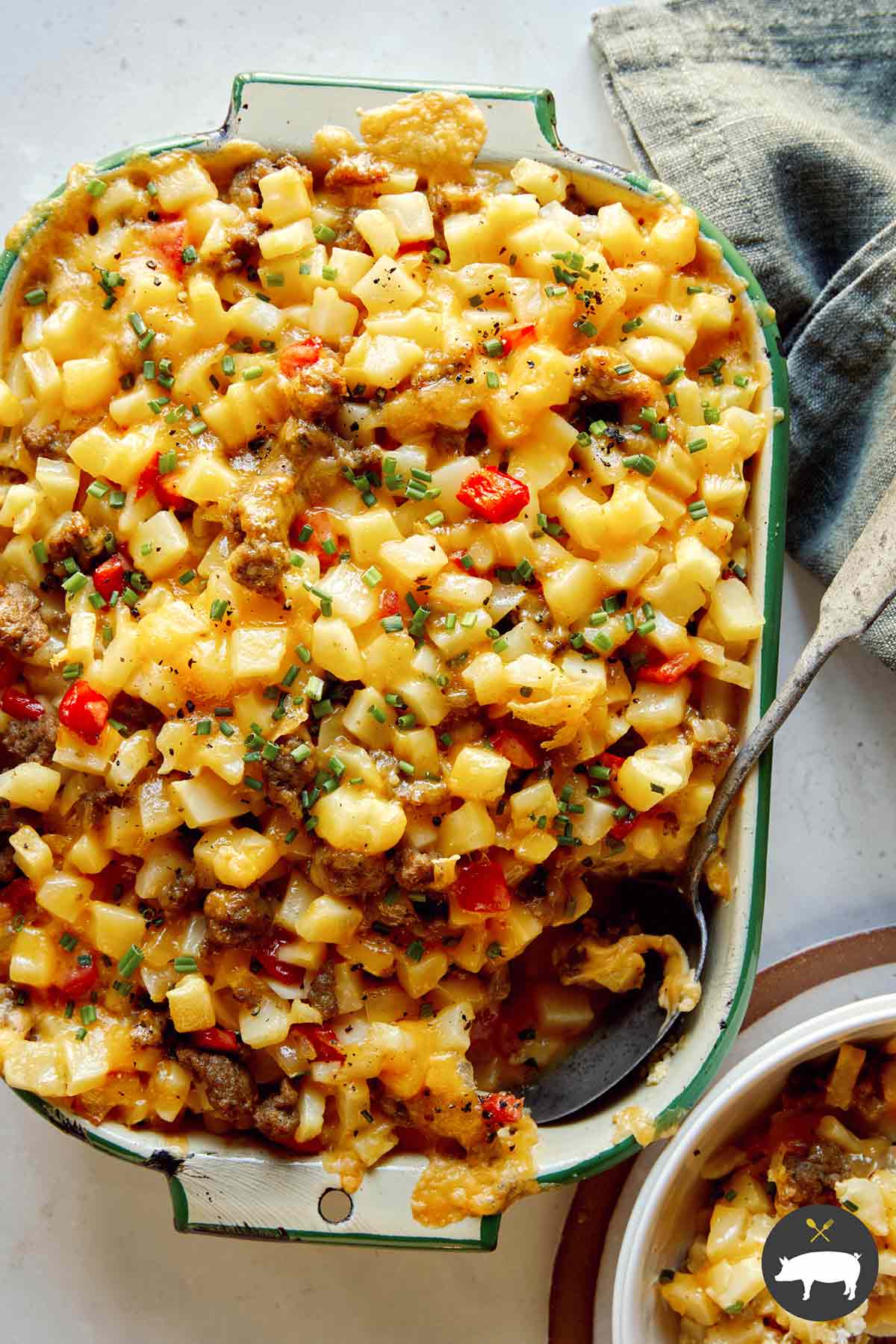 Breakfast Casserole Recipe Spoon Fork Bacon