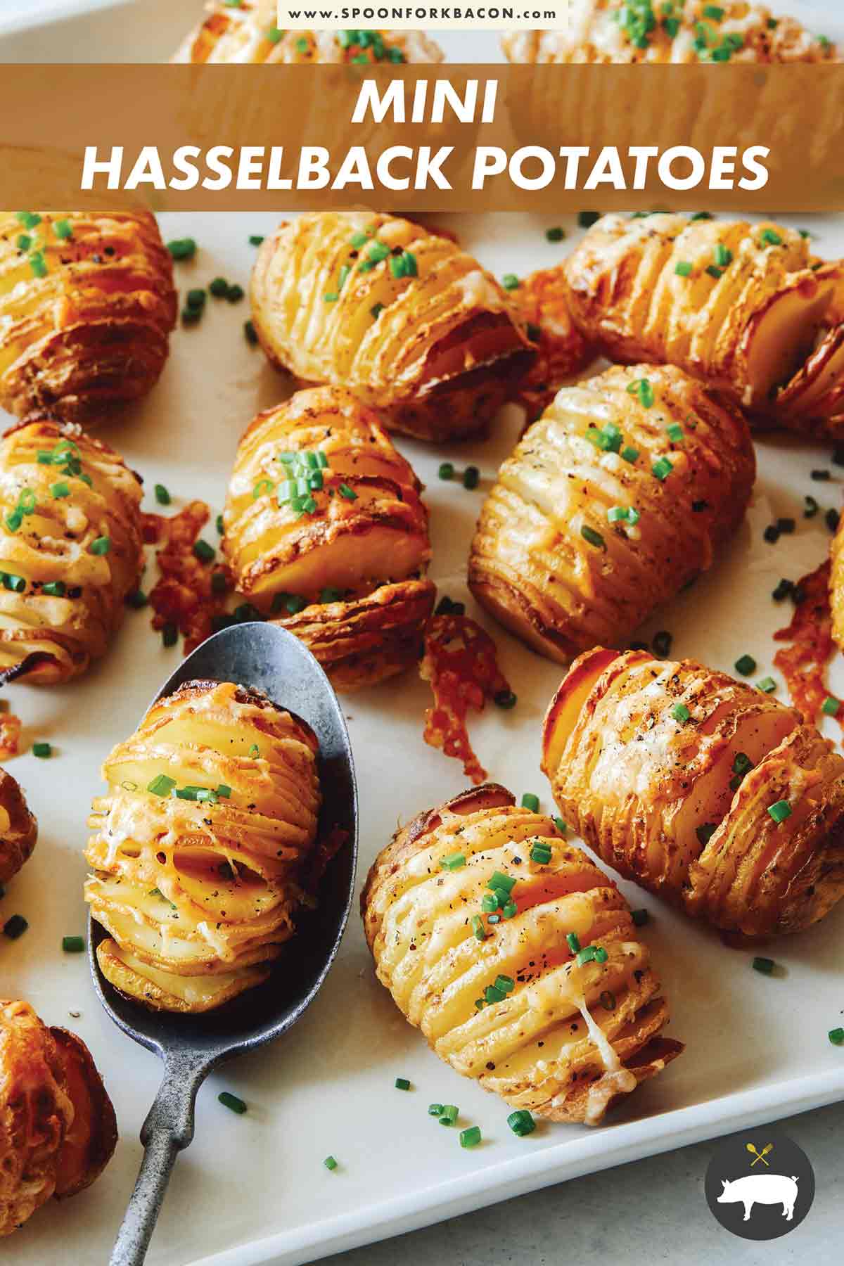 Mini Hasselback Potatoes Spoon Fork Bacon