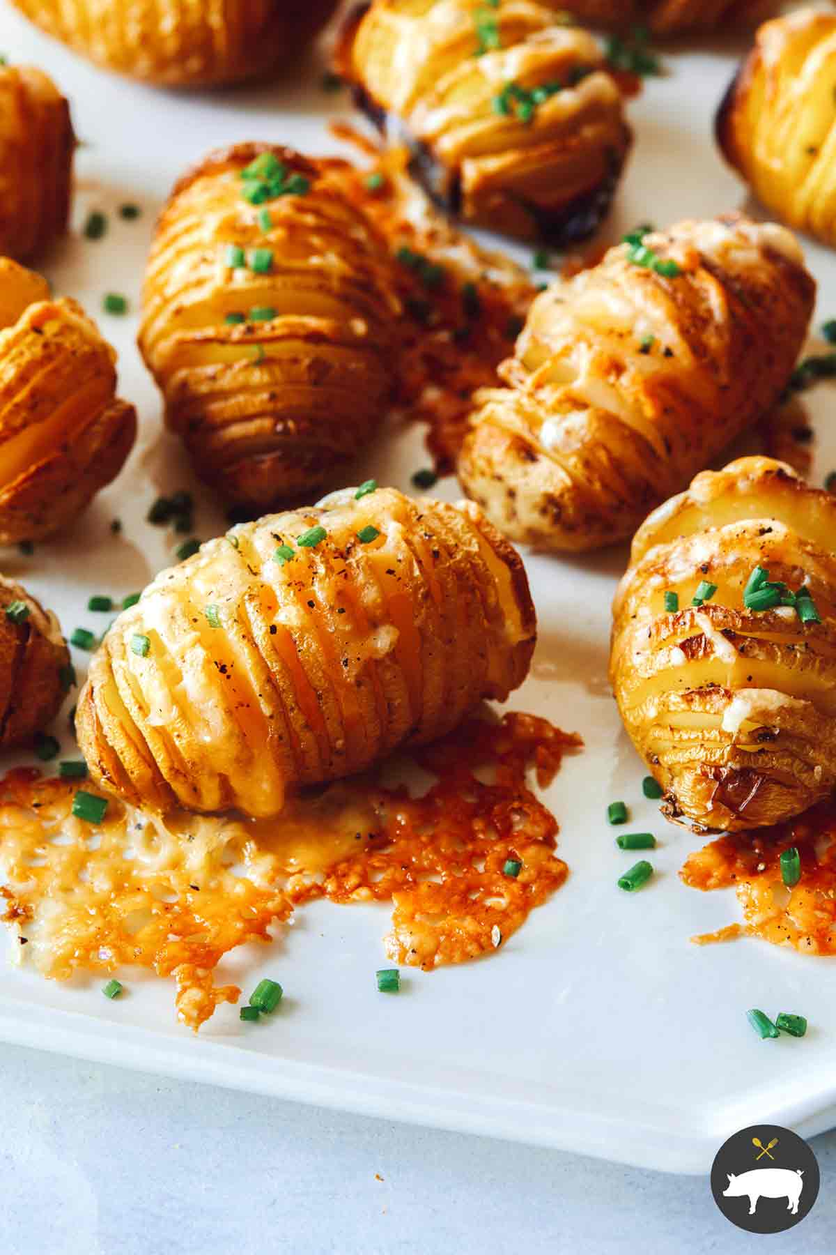 Mini Hasselback Potatoes Spoon Fork Bacon