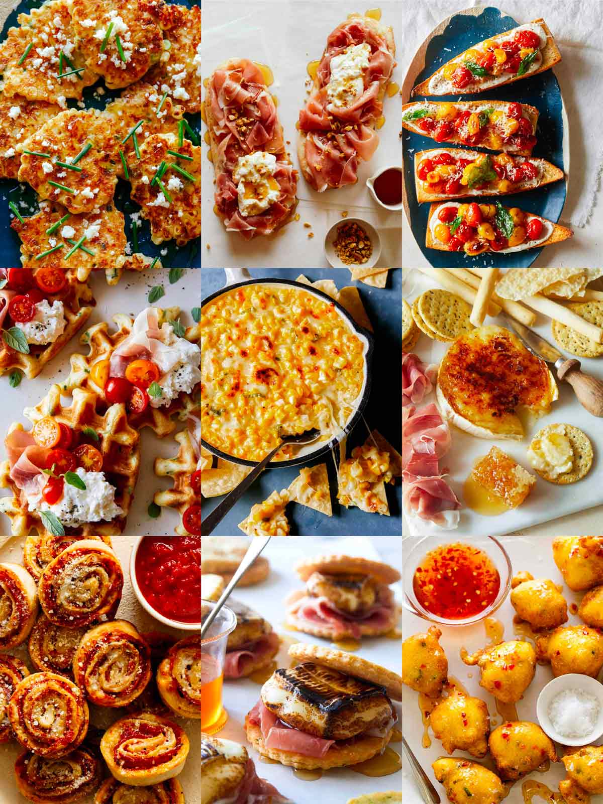 Our best  New years Eve Appetizers recipe in a collage. 