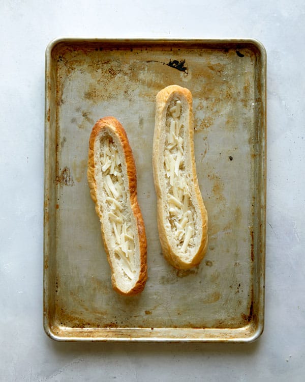 Sourdough baguettes with cheese in them.