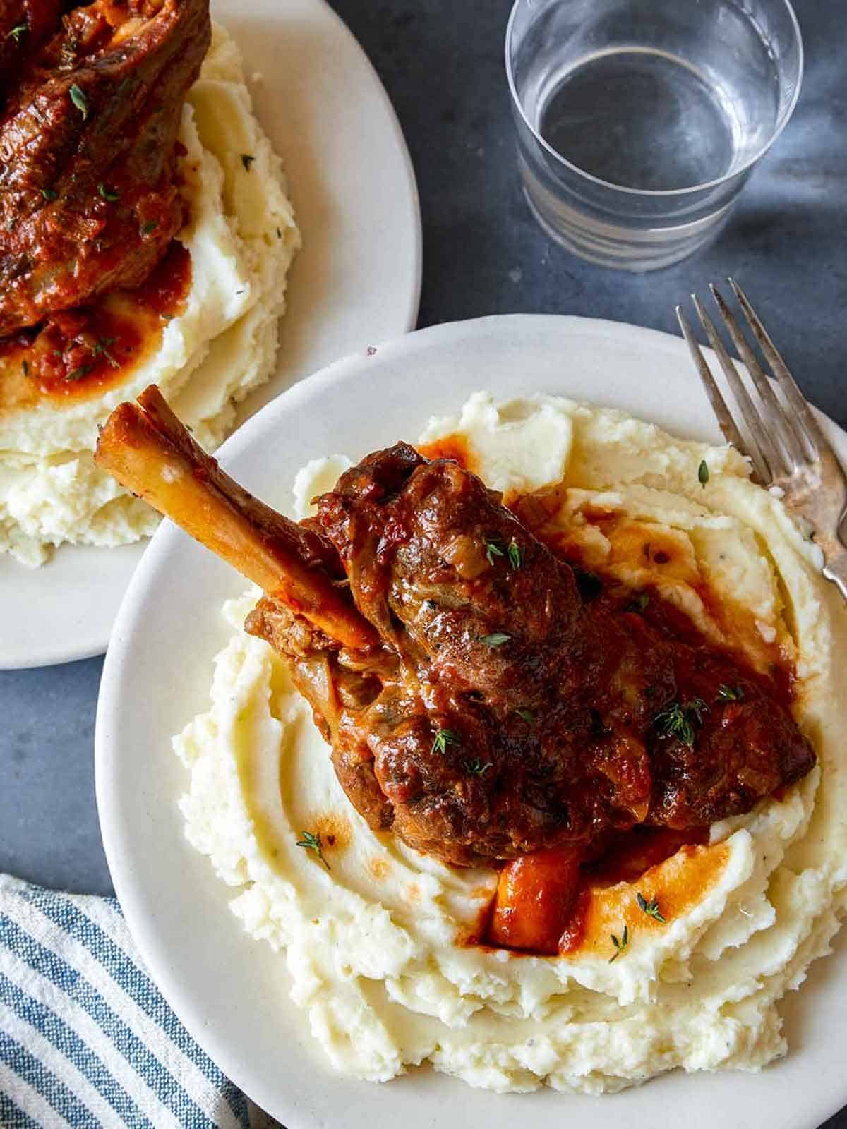 Braised Lamb Shanks Spoon Fork Bacon