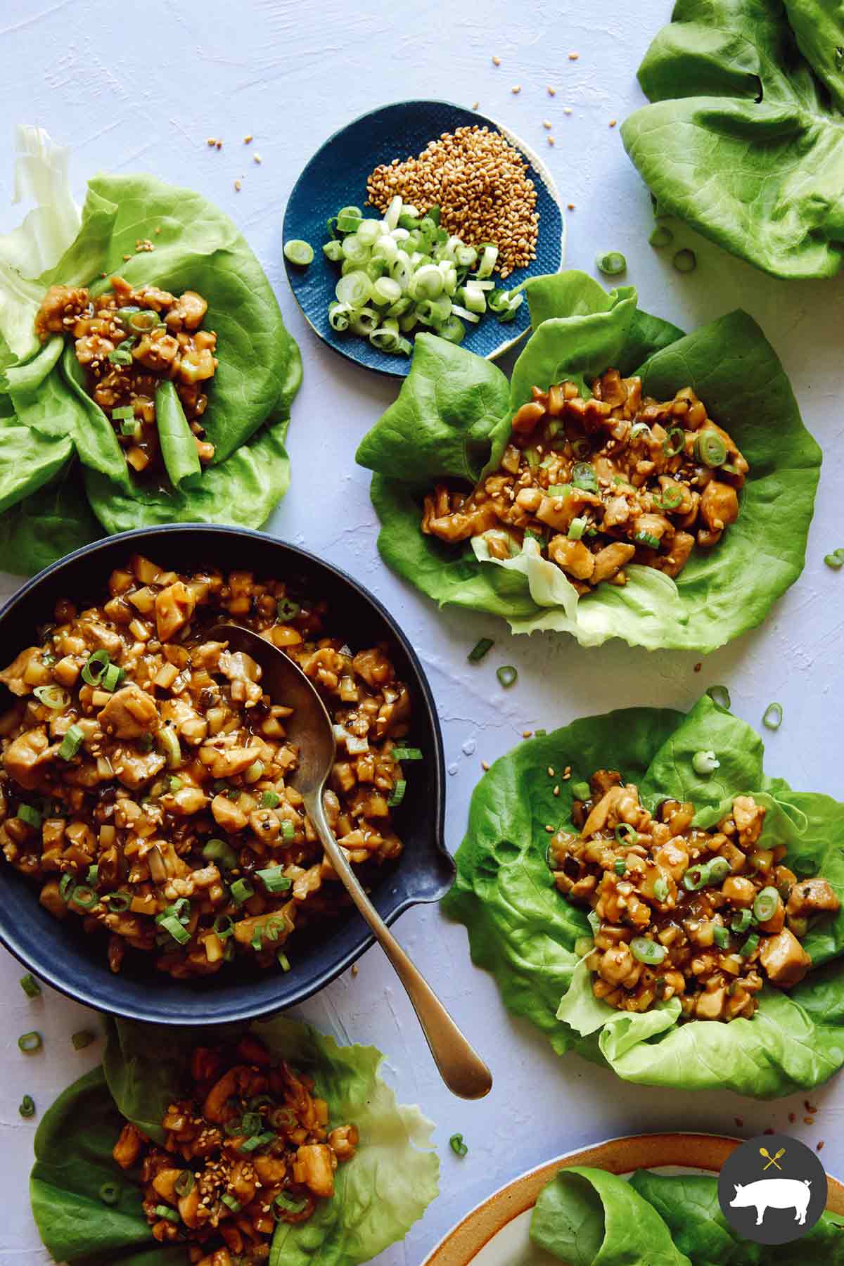 Chicken Lettuce Wraps Spoon Fork Bacon