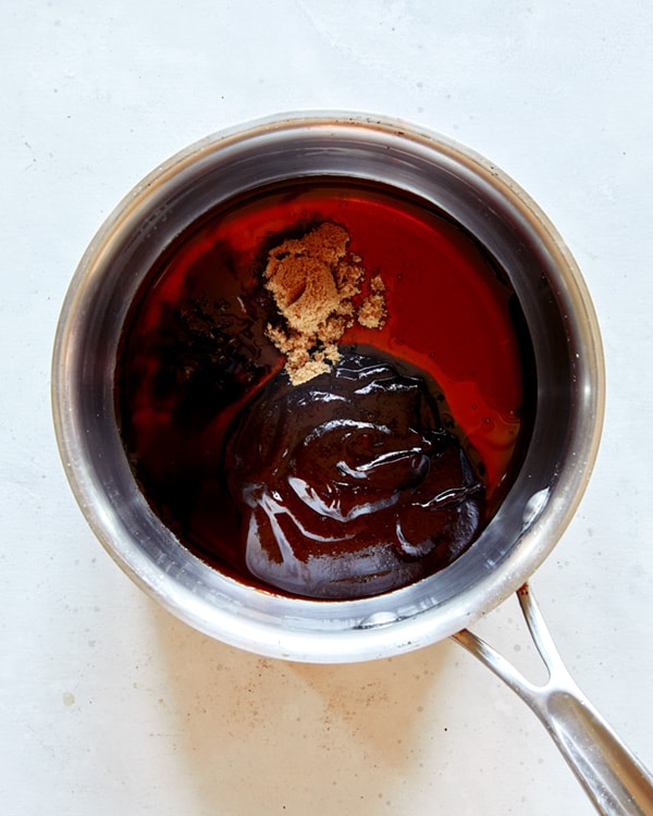 Oven baked rib sauce ingredients in a pot to be cooked.