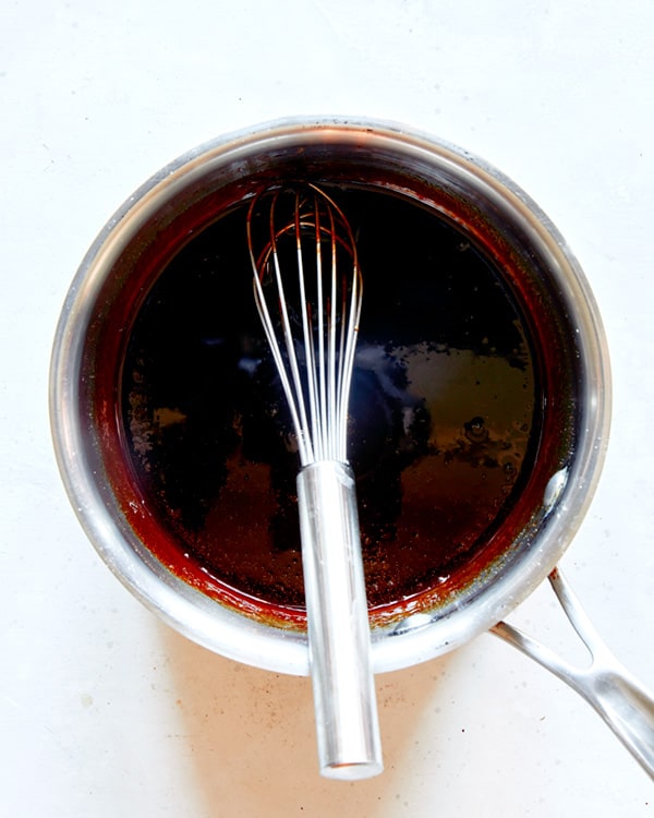 Sauce in a pot for oven baked ribs.