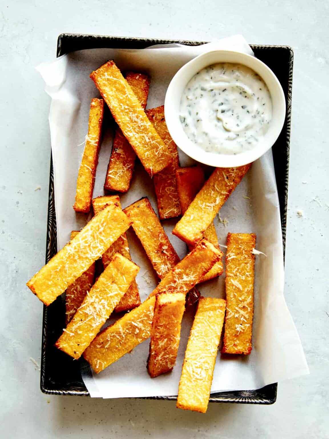 Polenta Fries Baked Polenta Recipe Spoon Fork Bacon