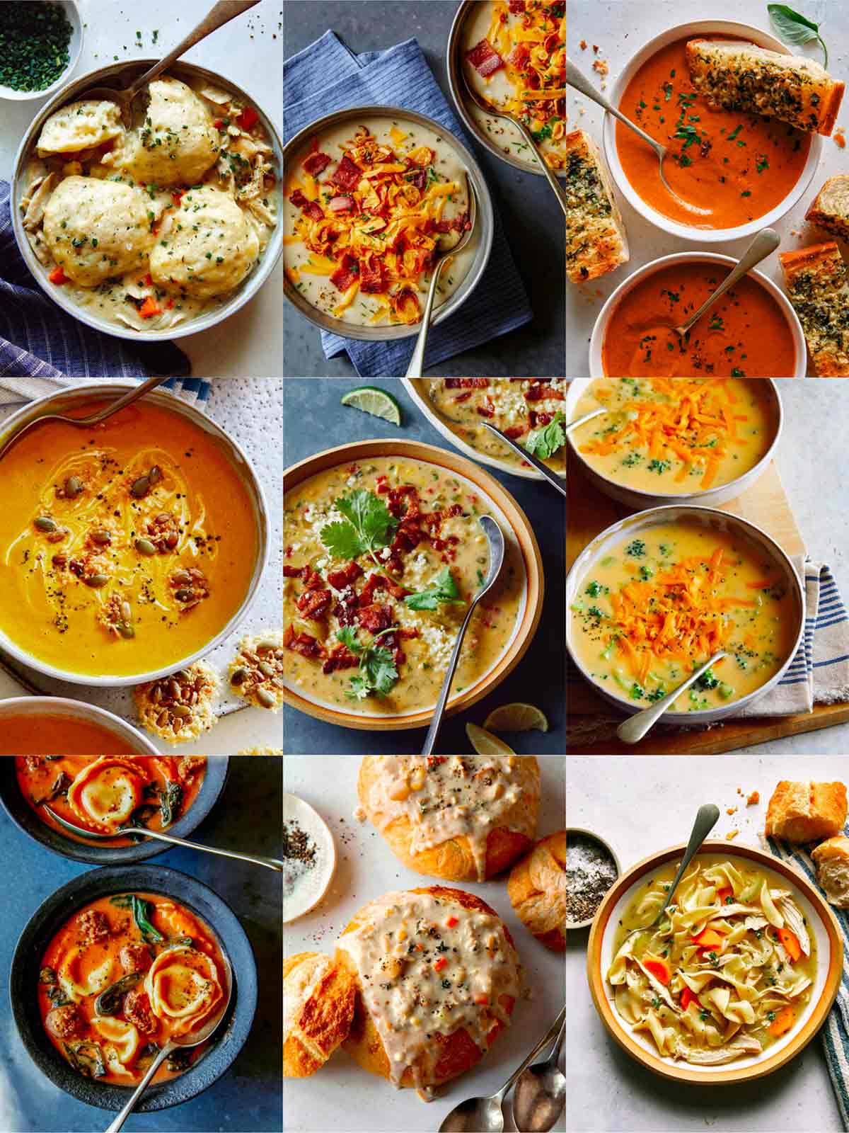 A collage of our best soup recipes.  