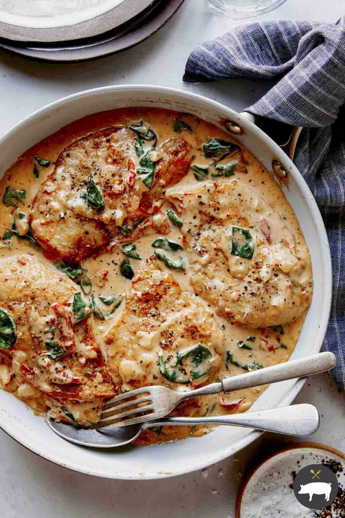 Creamy Tuscan Chicken Spoon Fork Bacon
