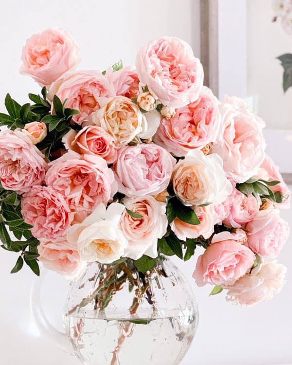 Mothers day gifts: roses in a vase. 