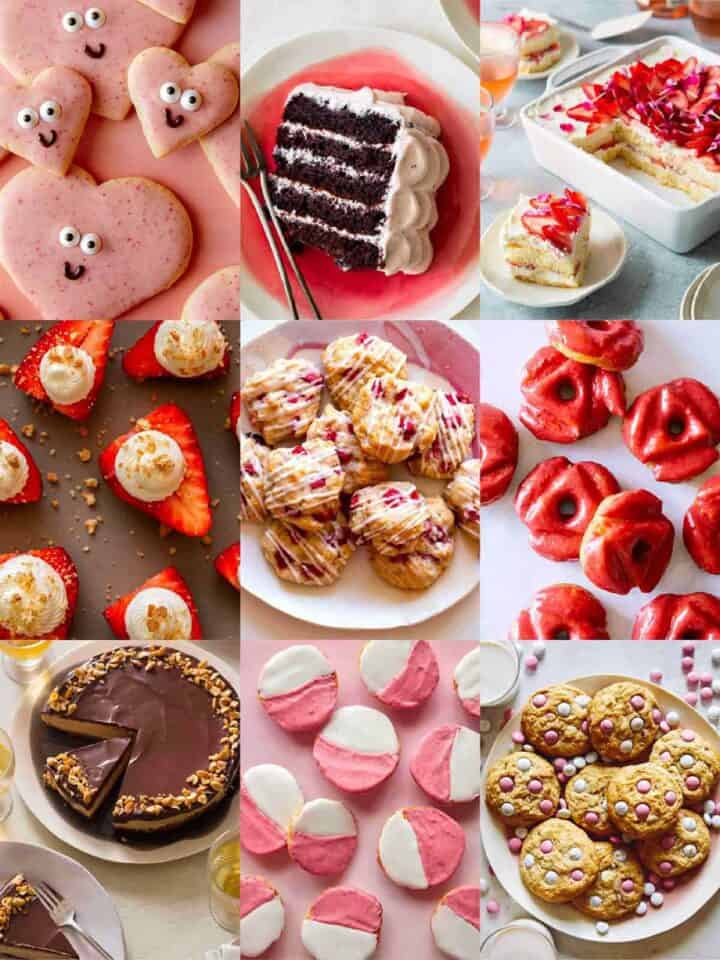 A collage of our best Valentines Day Dessert recipes.