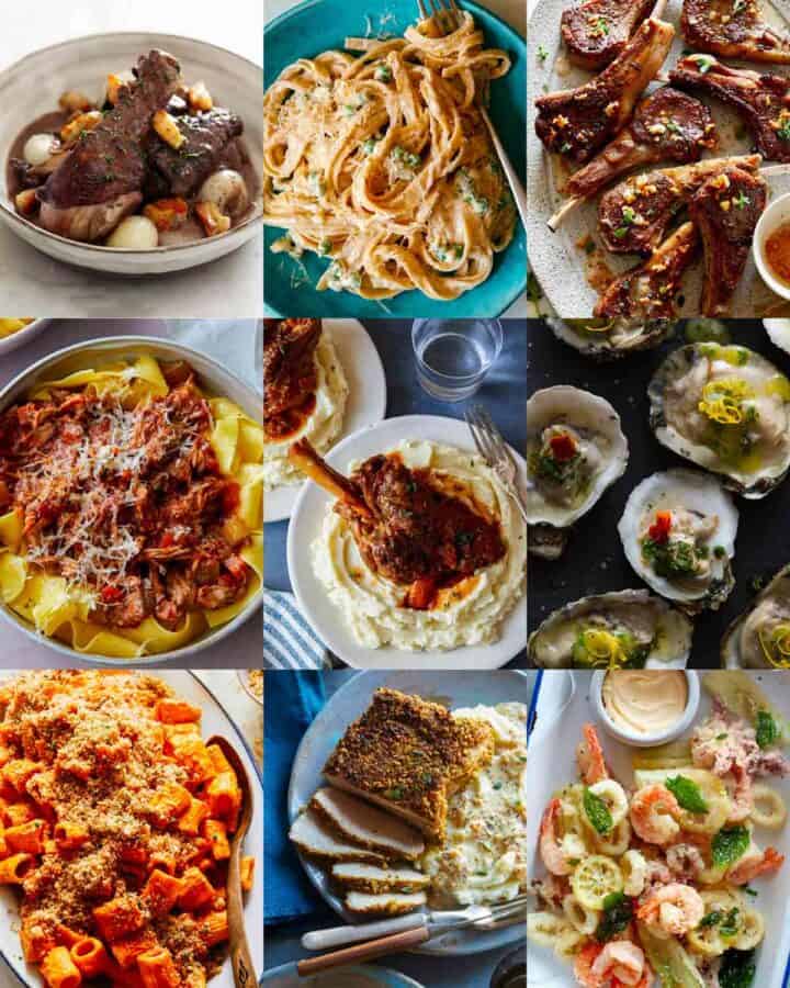 A collage of our best Valentine's dinner ideas.
