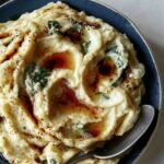 Brown butter Colcannon recipe in a big bowl.