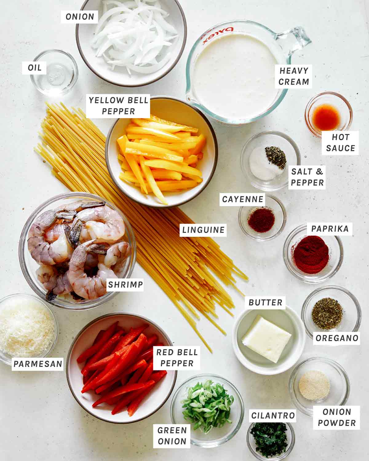 Cajun shrimp pasta recipe ingredients. 